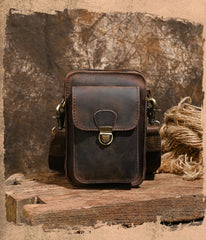 crossbody cell phone case​ Leather Cell Phone Holster Belt Pouch Cell Phone Purse Crossbody Leather Belt Bag for Men
