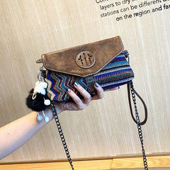 Bohemian Style Denim Clutch Purse Denim Chain Shoulder Bag Embroidery Jean Bag - Feltify