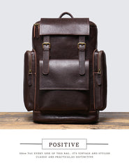 Coffee Large Leather Backpack for 15 inch Laptop Mens Large Leather Backpack - iwalletsmen