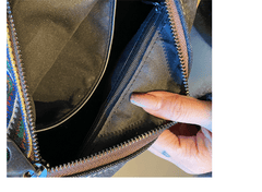 Denim Shoulder Bag Embroidery Jean Bag Bohemian Style Black Gray Denim Small Crossbody Bag - Feltify
