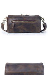 Leather Cylinder Shoulder Bag Mens Barrel Crossbody Bag Leather Barrel Bags for Men - iwalletsmen