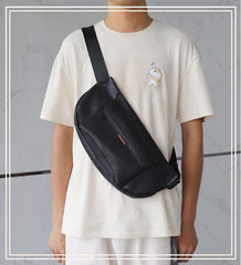 Black Leather Sling Bag Lifestyle View