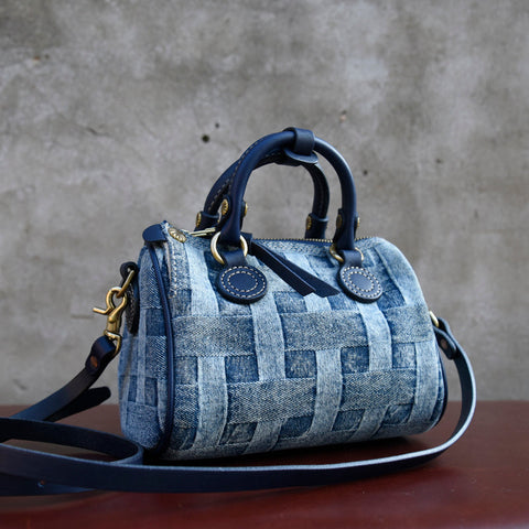 Small Blue Denim Crossbody Bag for Women