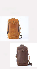 Brown Leather Sling Bag For Men