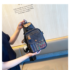 Womens Boho Sling Bag Canvas Crossbody Backpack Canvas Embroidery Boho Crossbody Bag - Feltify