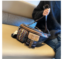 Canvas Boho Sling Bag Womens Crossbody Backpack Canvas Boho Embroidery Waist Bag - Feltify