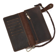 Biker Chain Wallet with Briaded Leather Wallet Chain - iwalletsmen