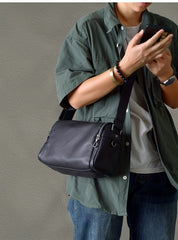 Leather Men's Small Barrel Side Bag 