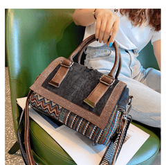 Boho Handbag Boho Crossbody Bag Black Gray Canvas Ladies Handbags Canvas Boho Shoulder Bag - Feltify