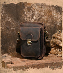 mini bag for phone and cards​ Leather Cell Phone Holster Belt Pouch crossbody cell phone case​ Cell Phone Purse Crossbody Leather Belt Bag for Men
