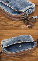 Denim Wristlet Bag Denim Small Phone Bag Blue Small Jean Shoulder Bag Jean Mini Crossbody Bag - Feltify