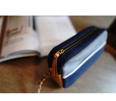 Denim Small Phone Bag Two-tone Denim Leather Crossbody Bag Small Jean Shoulder Bag - Feltify