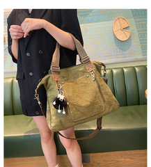 Canvas Large Shoulder Bag Canvas Handbag Green Canvas Crossbody Bag - Feltify