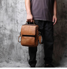 Cool Leather Brown Small Mens Messenger Bag Vintage Shoulder Bag  for Men - EverHandmade