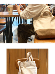 crossbody tote bags for travel​ Womens Canvas Tote Bag White&Khaki Canvas Handbag Womens Canvas Tote Bags for Men
