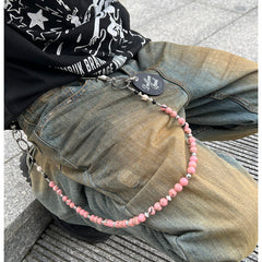 Pink Ball Wallet Chain Ball Pants Chain Turquoise Stone Beaded Wallet Chain Bead Wallet Chain - iChainWallets