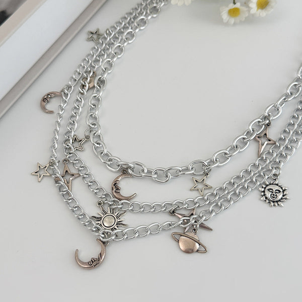 Triple Wallet Chain Star Moon Sun 3 Chains Biker Wallet Chain - iChainWallets
