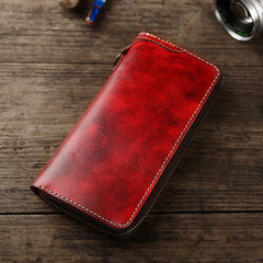 wallet with chain​ Leather Biker Wallet Leather Biker Chain Wallet Mens Vintage Biker Long Zip Wallet for Men