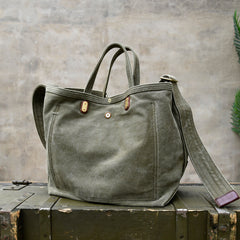 Army Green Tote Handbag Canvas Tote Bag Green Distressed Canvas Tote Shoulder Bag - Feltify