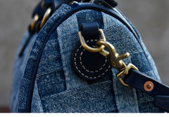 Small Denim Boston Bag Denim Handbags for Women Blue Denim Crossbody Bag for WOmen - Feltify