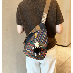 Womens Boho Sling Bag Canvas Embroidery Sling Backpack Canvas Crossbody Backpack - Feltify