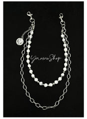 White  Beaded Pants Chain Double Wallet Chain - iChainWallets