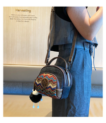 Embroidery Canvas Small Boho Crossbody Bag Boho Canvas Small Round Handbag Shoulder Bag - Feltify