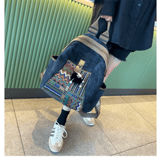 Boho Embroidery Large Canvas Backpack Bohemian Embroidery Canvas Backpack - Feltify