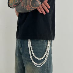 4 Chains Beaded Wallet Chain Mens Ball Wallet Chain - iChainWallets