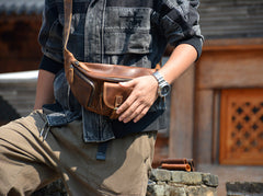 Brown Leather Extra Large Waist Pack - iwalletsmen