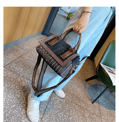 Boho Handbag Boho Crossbody Bag Black Gray Canvas Ladies Handbags Canvas Boho Shoulder Bag - Feltify