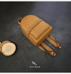 Womens Tan Leather Backpack Minimalist Satchel Backpack Purse for Ladies