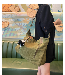 Canvas Large Shoulder Bag Canvas Handbag Green Canvas Crossbody Bag - Feltify