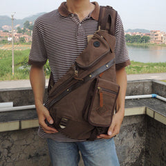 Canvas Large Sling Backpack - Crossbody View