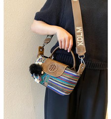 Canvas Small Boho Crossbody Bag Boho Canvas Small Handbag Embroidery Shoulder Bag - Feltify