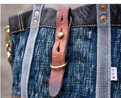Small Blue Denim Mini Tote Bag Denim Leather Handbag Denim Mini Tote Crossbody Bag - Feltify