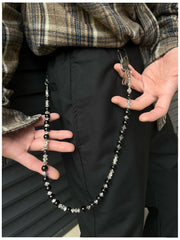 Black Beaded Wallet Chain Turquoise Stone Bead Wallet Chain - iChainWallets