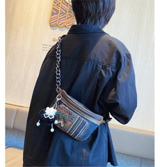 Boho Sling Bag Boho Crossbody Bag Embroidery Canvas Small Waist Bag Boho Shoulder Bag - Feltify