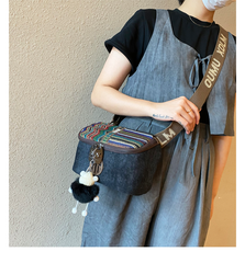 Embroidery Canvas Small Shoulder Bag Boho Waist Bag Boho Crossbody Bag - Feltify