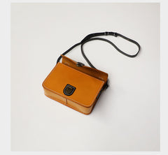 Handmade Womens Tan Leather Cube Satchel Purse Womens School Shoulder Bag for Ladies