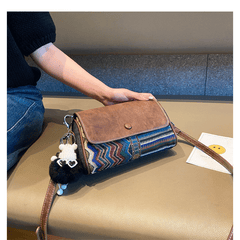 Denim Shoulder Bag Embroidery Jean Bag Bohemian Style Black Gray Denim Small Crossbody Bag - Feltify