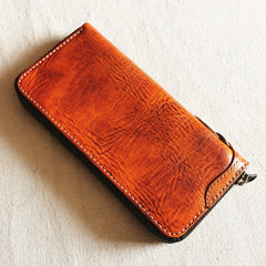 leather wallet with leather chain​ Leather Biker Wallet Leather Biker Chain Wallet Mens Vintage Biker Long Zip Wallet for Men