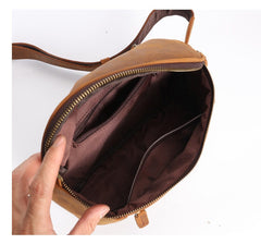 Brown Vintage Large Leather Waist Bag Mens - iwalletsmen