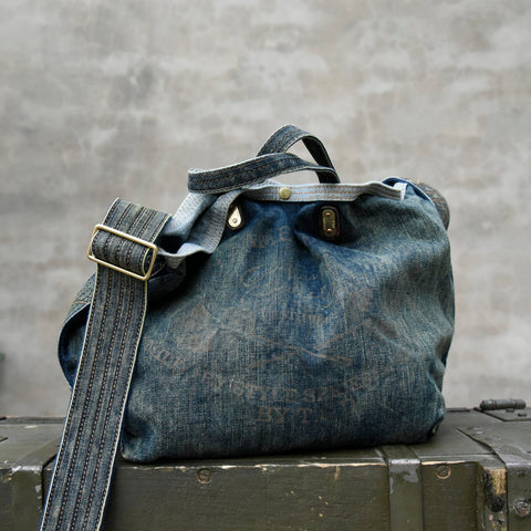 Blue Denim Tote Handbag Denim Tote Bag Crossbody Bag 