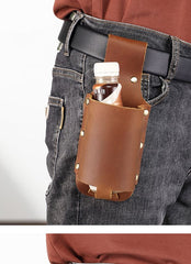 Leather Water Bottle Belt Holder Pouch Leather Drink Bottle Belt Holder Leather Belt Water Bottle Holder - iwalletsmen