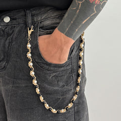 White&Black Ball Wallet Chain Beaded Wallet Chain - iChainWallets