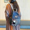 Black Gray Embroidery Canvas Backpack Boho Style Backpack Vintage Convertible Boho Crossbody Bag - Feltify