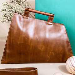 Genuine Leather Handmade Wooden Handbag Bag Shoulder Bag Purse For Women