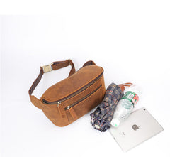 Brown Vintage Large Leather Waist Bag Mens - iwalletsmen