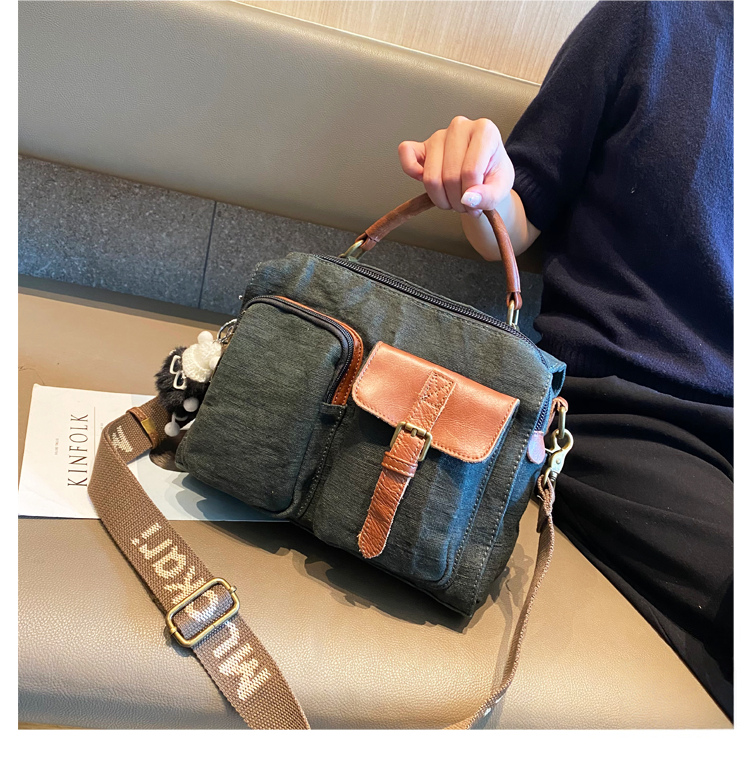 Green Canvas Convertible Messenger Bag Backpack Canvas Convertible Crossbody Bag Canvas Handbag - Feltify